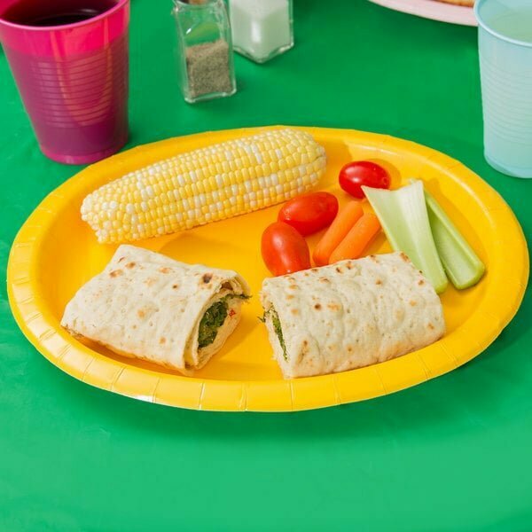 Creative Converting 433269 12in x 10in School Bus Yellow Oval Paper Platter, 96PK 286PP1012MS